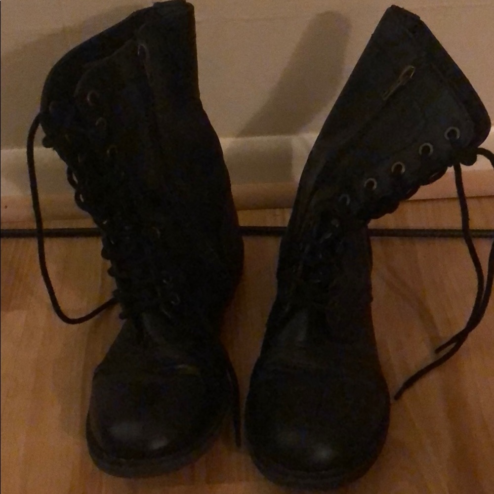 Black combat boots